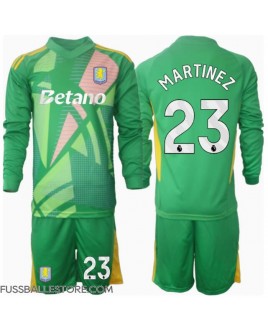 Günstige Aston Villa Emiliano Martinez #23 Torwart Heimtrikotsatz Kinder 2024-25 Langarm (+ Kurze Hosen)